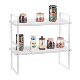 2 Tier Cabinet Organizer Shelf Counter Shelves Steel Kitchen Storage Spice Rack