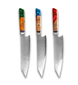 Chef's Knife For Japanese Cuisine In Damascus (Option: Red Green Blue-34.7cm)