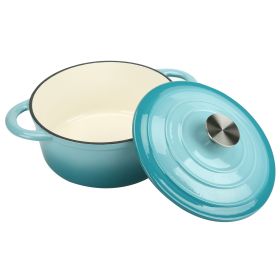 Dutch Oven,Dutch Oven Pot with Lid,5 QT Enamel Dutch Ovens with Dual Handles,Cast Iron Pot for Braiser,Cooking,Gifts for Family (Color: Teal)